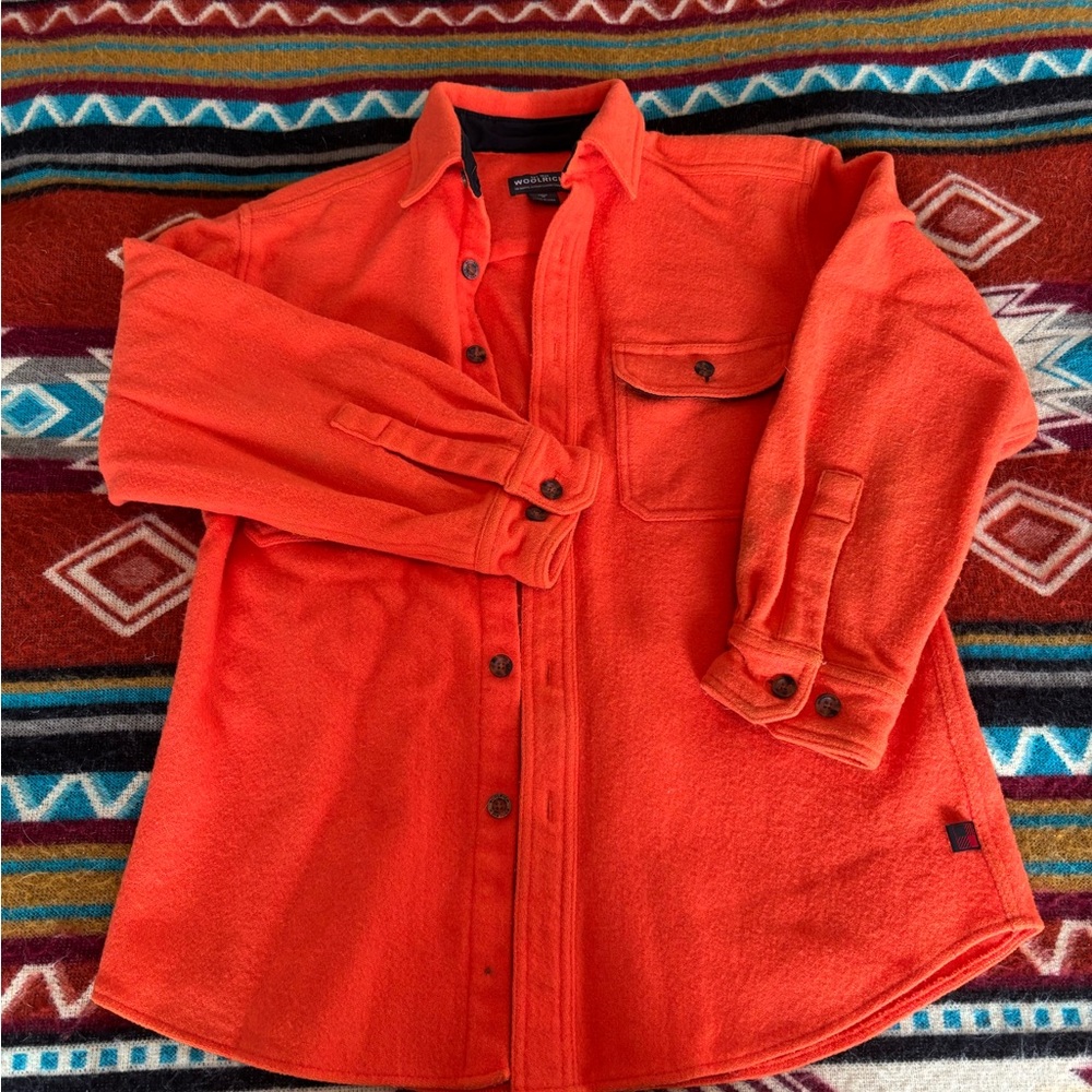 Woolrich Wool Blaze Orange Button-Up Shirt